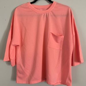 Pink/coral wide sleeve, chest pocket top